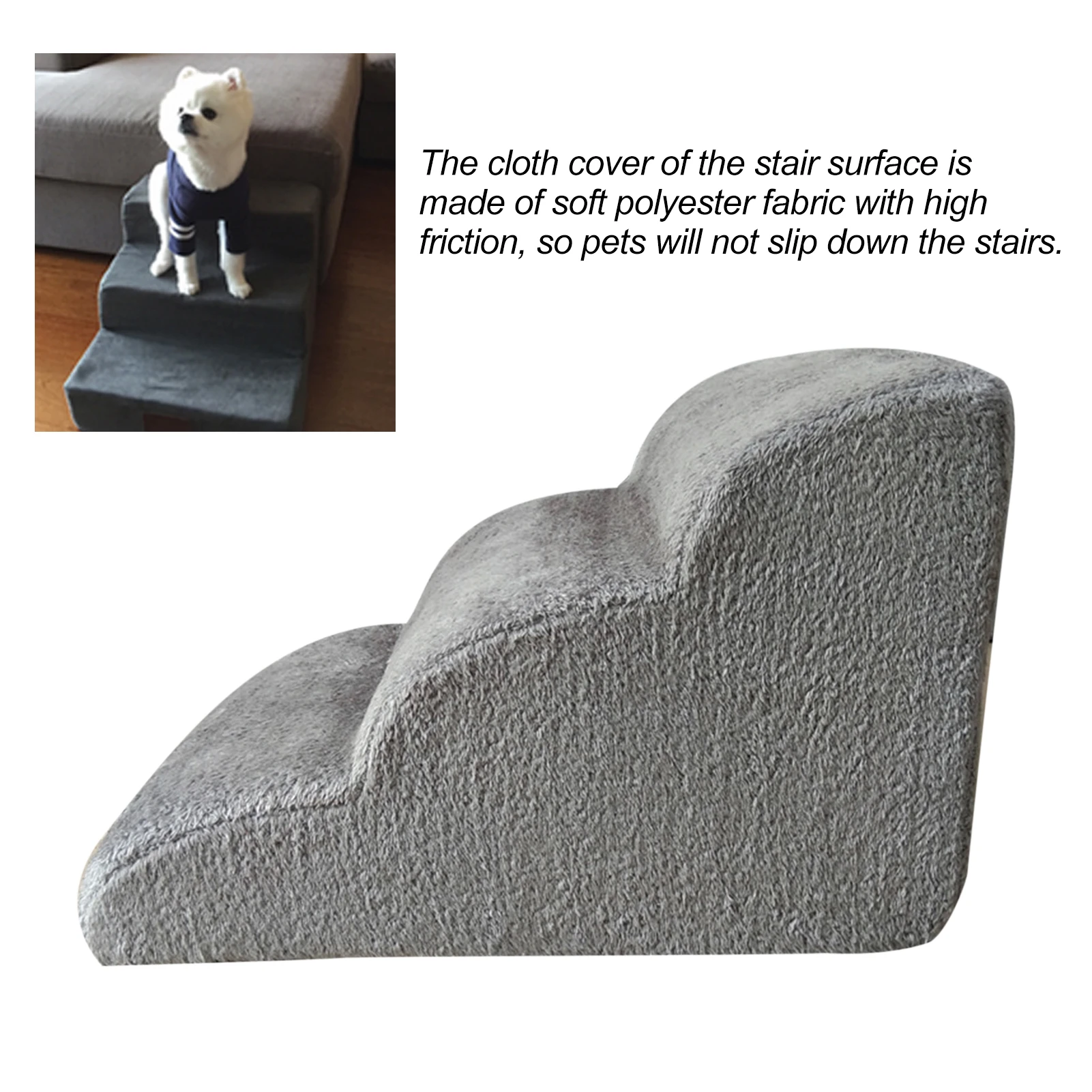 Dog Stairs Non-Slip Pet Ramp Stairs Dog Ramp For Bed Pet Steps 3 Tiers Training Removable and Washable