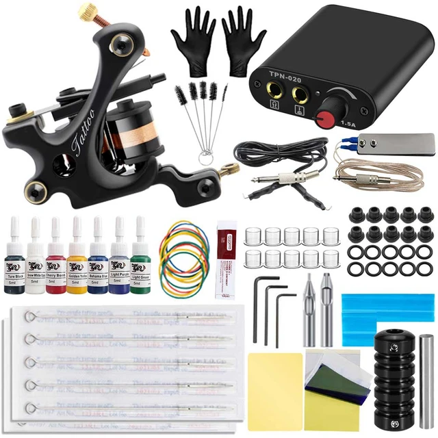 Tattoo Kit Tattoo Machines Gun With Ink Power Supply Tattoo Grips Body Art  Tools Complete Tattoo Set Accessories Supplies - Tattoo Kits - AliExpress