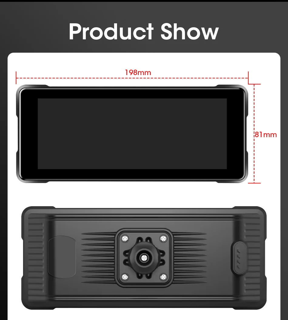 JMCQ 6,86'' Motorrad DVR GPS Navigation Drahtlose Carplay Android Auto Dash Cam IP67 Wasserdicht Dual Bluetooth Moto Monitor
