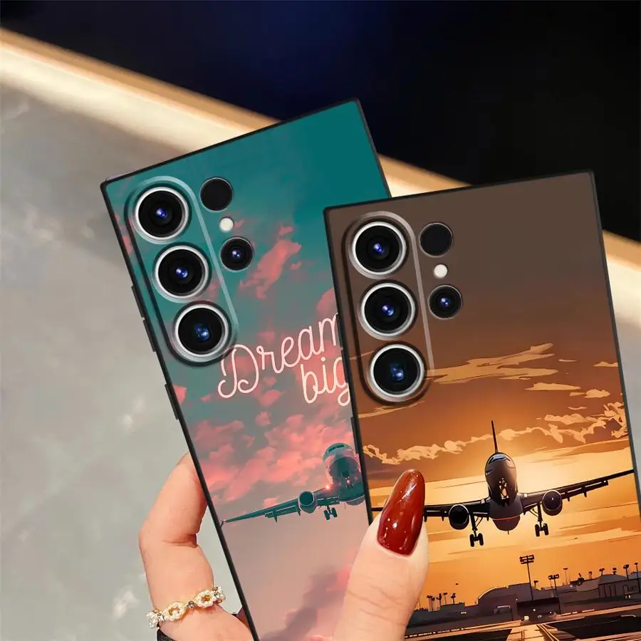 Sleek Black Minimalist Airplane Soft Case