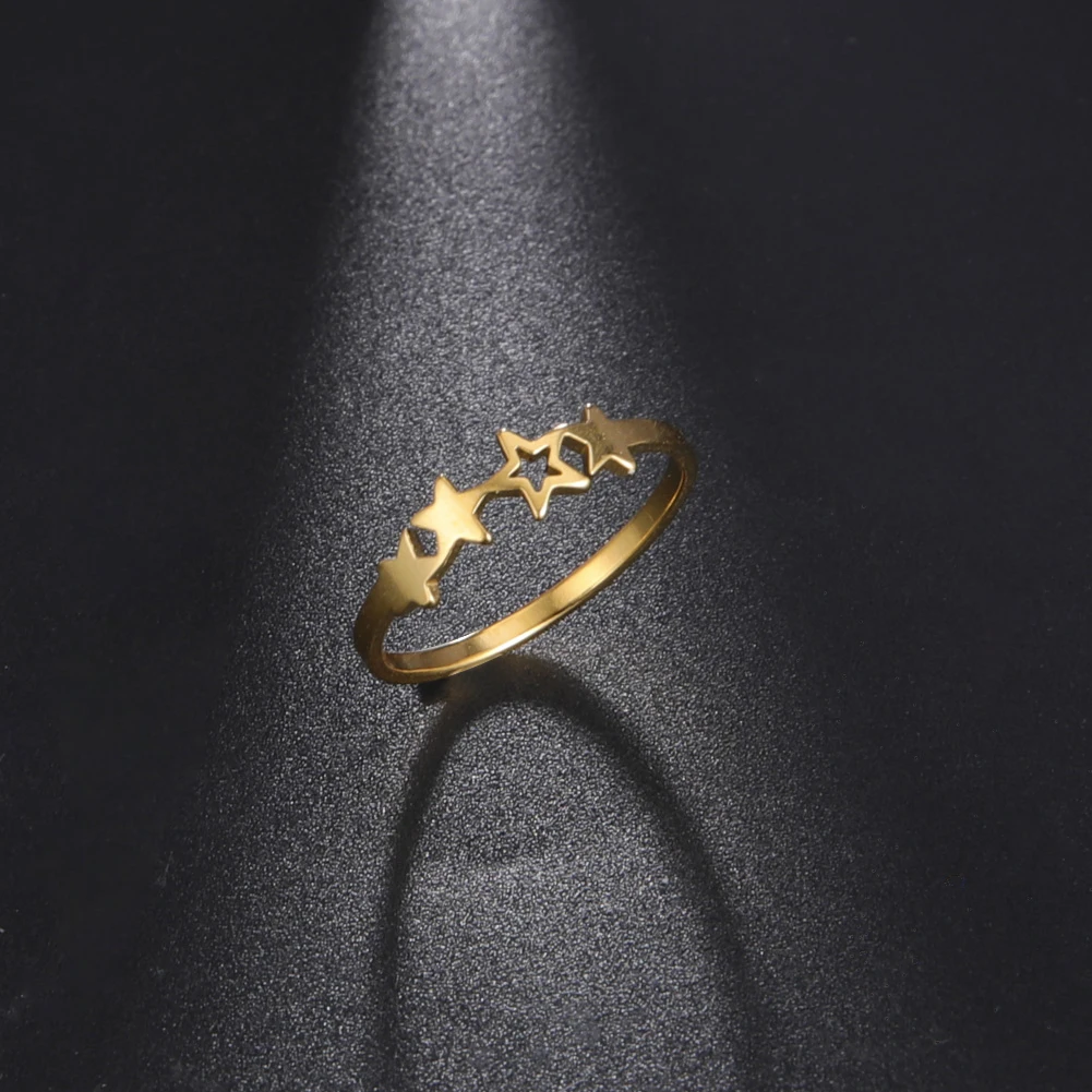 Kkjoy Simple Stainless Steel Silver Color Rings For Women Men Hollow Solid Star Finger Ring Gifts For Girls Jewelry Wholesale 5
