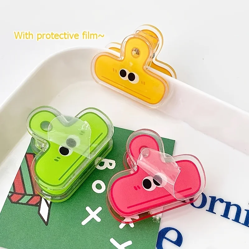 Binder Clips Paper Clips Metal Clamp Clips 4pcs Pack Multicolor Cute Face Acrylic Binder Clip Planner Clips Paper Clamp Office Decorative School Stationery