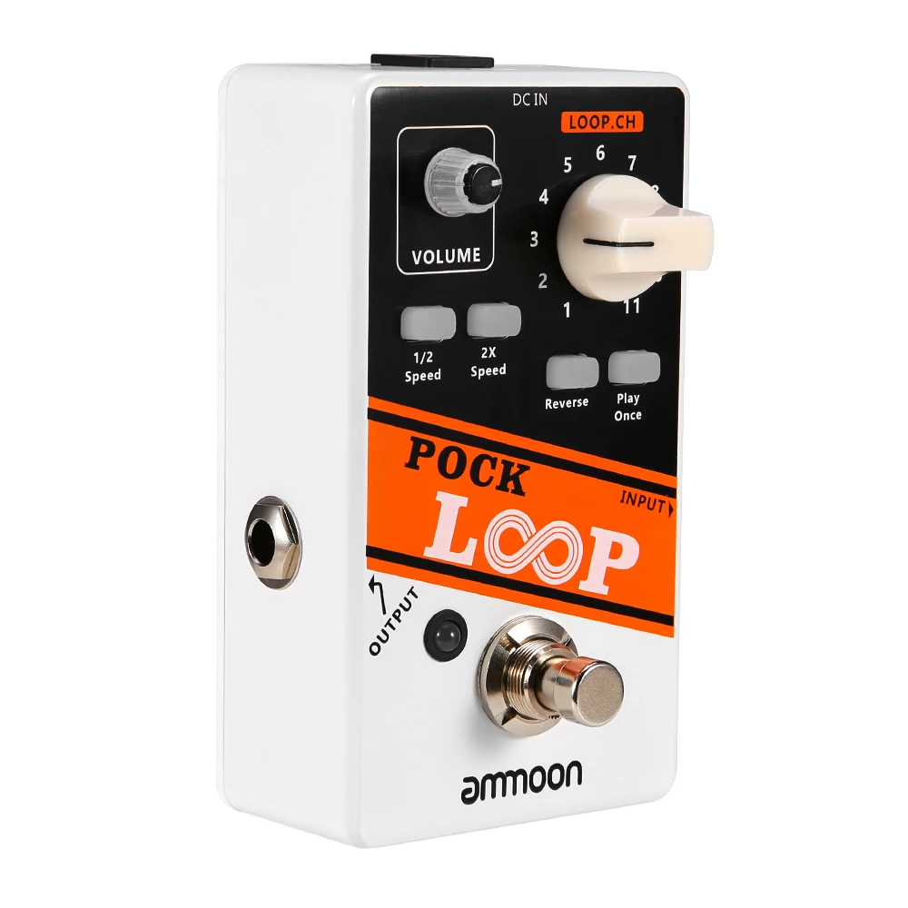 POCK Looper Guitar Effect Pedal 11 Loopers .330mins Recording Time Supports 1/2 & 2X Speed Playback Reverse