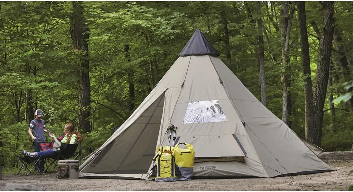 Camping Teepee Tent for Adults, Outdoor, Waterproof, Family, 8 Person, 18' x 18'