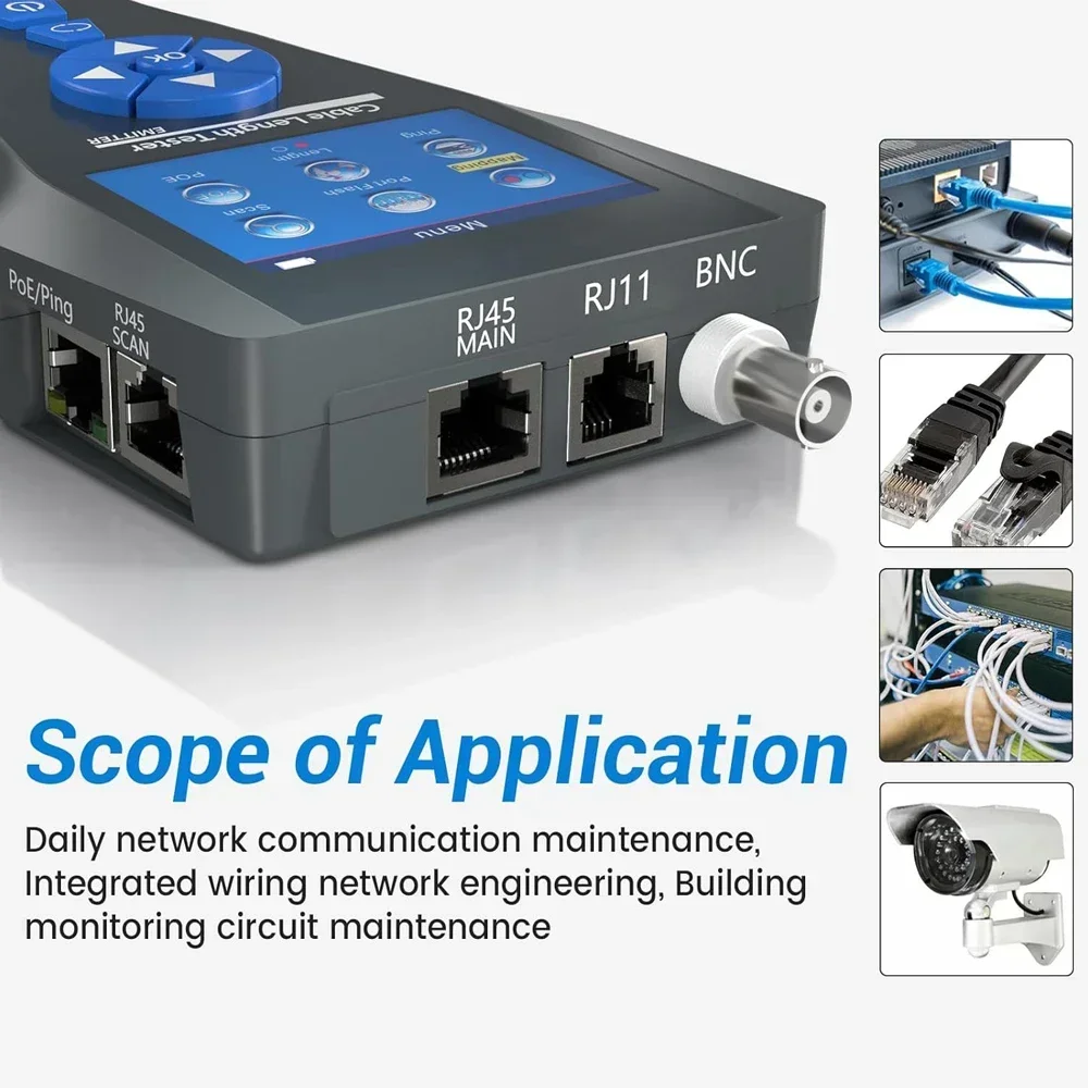 NOYAFA NF-8601S Cable Tester With PoE/PING Function Lan Measure Tester Measure Length Wiremap Tester Network Cable Tracker 4