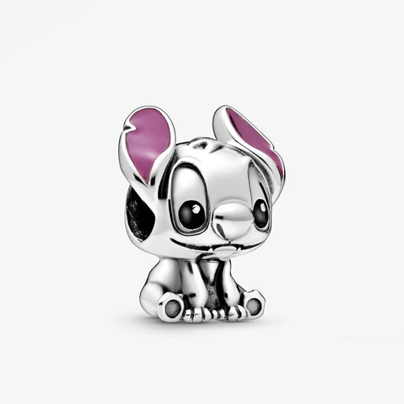 Fit oryginalne bransoletki Pandora Charms Disney Stitch zamek wiszące Charms wisiorek biżuteria Berloque