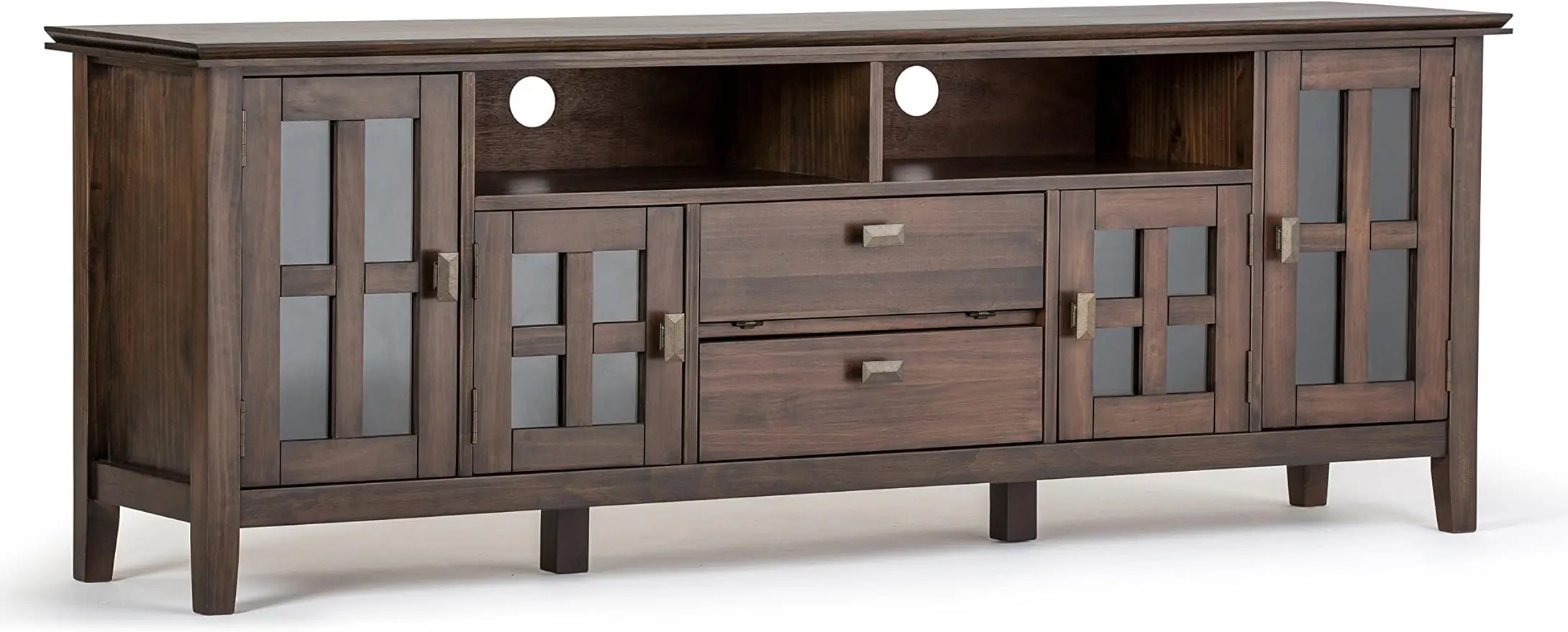 

SIMPLIHOME Artisan SOLID WOOD 72 Inch Wide Transitional TV Media Stand in Natural Aged Brown for TVs up to 80 Inch