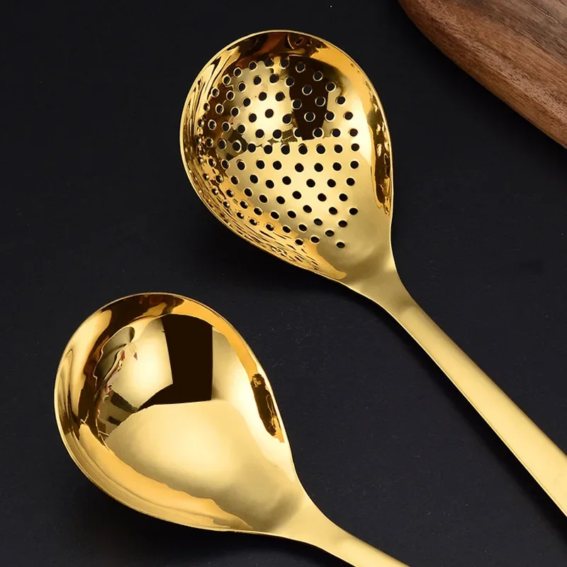 

304 Stainless Steel Creative Soup Spoon, Leaky Spoon Kitchen Cooking Thickened Hot Pot Soup Leaky Spoons Soup
