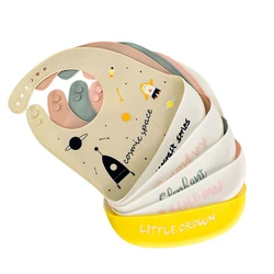 Silicone Baby Bibs Food Grade Adjustable Waterproof Baby Feedings Tableware Set Bib For Newborn Silicone Bibs For Girls Boys