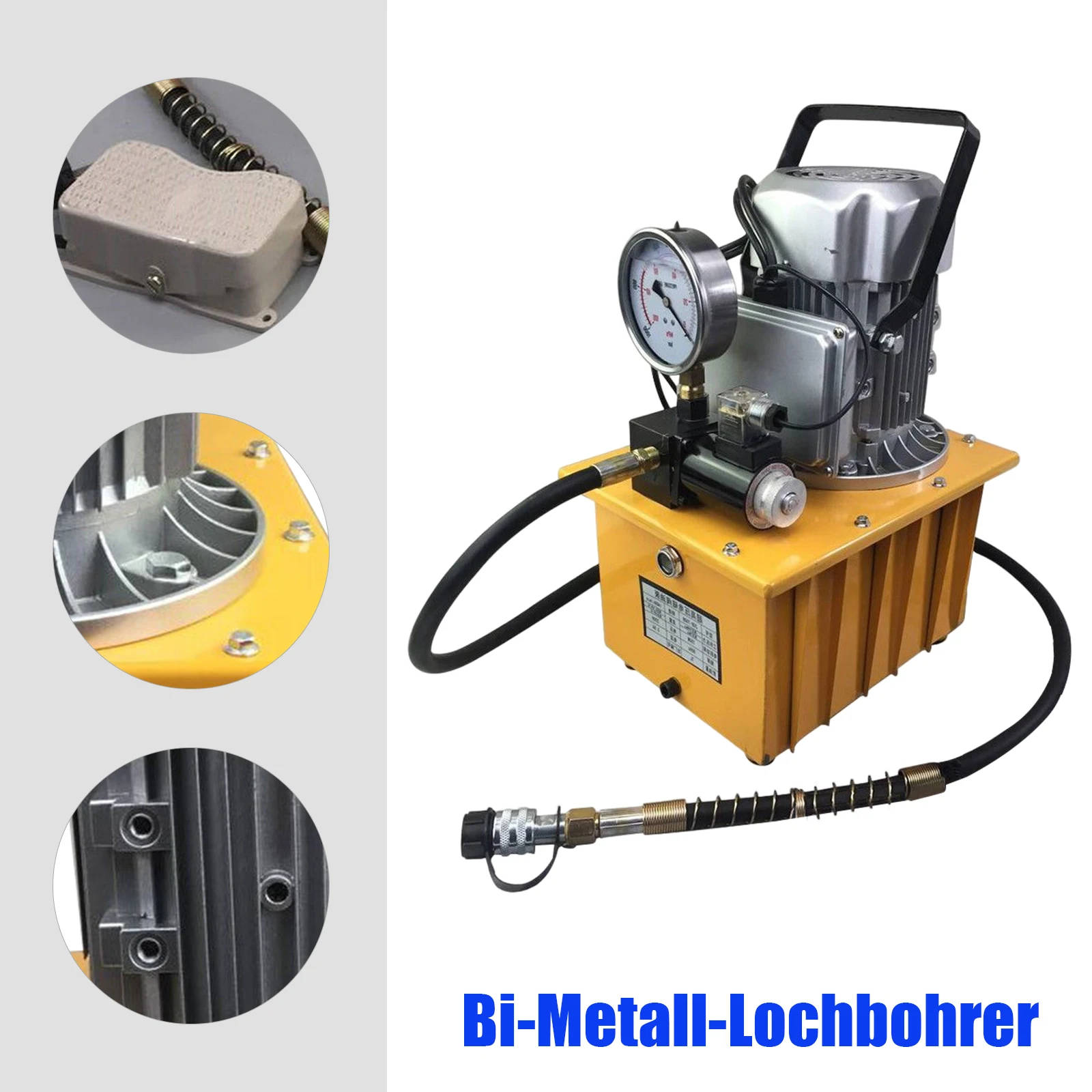 Electric Driven Hydraulic Pump Oil Pressure Pedal 750W Motor Pedal Solenoid Valve Control Mode 290Psi - 10152Psi 5