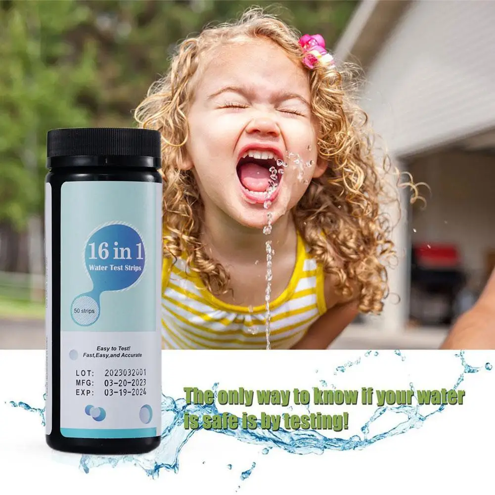 16-in-1 Water Quality Test Paper PH Hardness Test Strips Chlorine Iron Nitrate Nitrite Lab For Testing Spa Aquarium F6J5