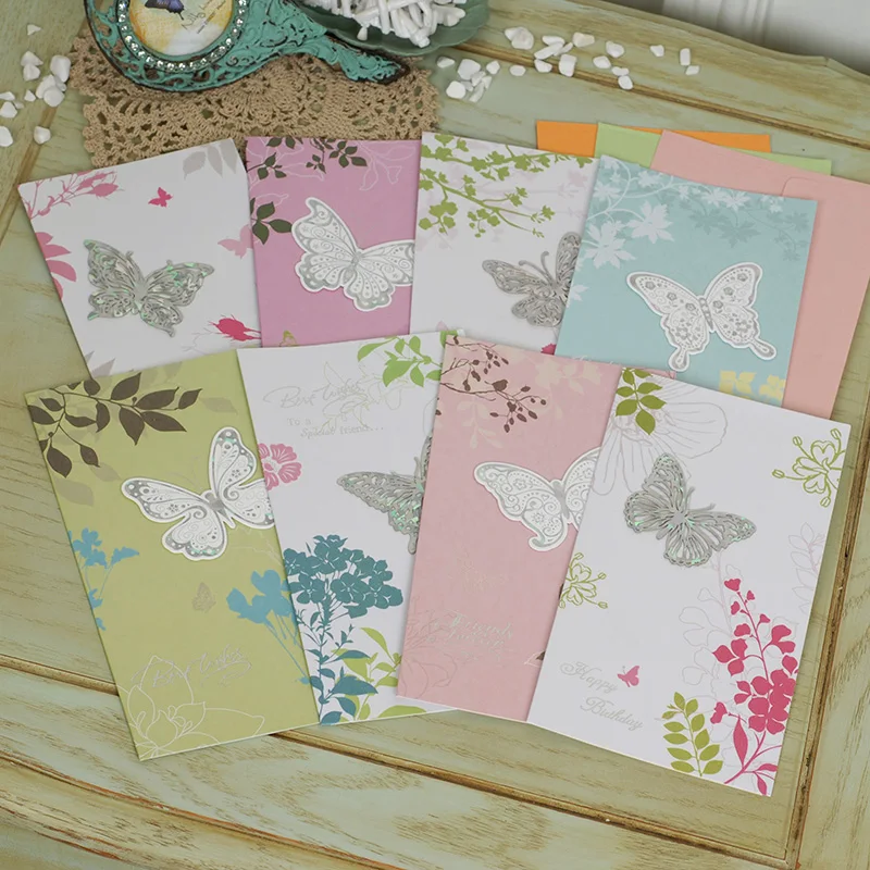 

4pcs beautiful butterfly greeting cards paper friend happy birthday cards
