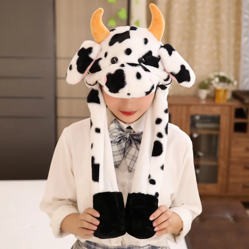 Funny Cartoon Bunny Ear Move Hat Jumping up Toys Animal Plush Cosplay Cap Kids Party for Adult Girls Gift Plush Hat Toys