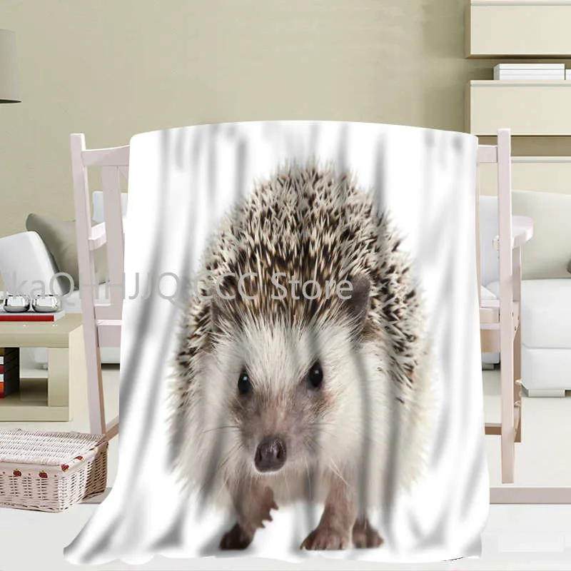 

Cute Hedgehog Blanket Wild Animals Pattern Soft Fluffy Flannel Throw Blanket for Sofa Bedspread Plush Cover for Camping Travel