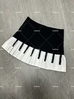 Spring Black White Spliced Women Short Skirt 2025 Y2k Slim Design Harajuku Mini Skirt Female Empire Korea Style Chic Piano Skirt - Image 4