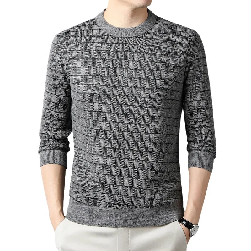 Autumn and Winter New Men's Knitwear Korean Fashion Solid Color round Neck Thickened Men's Long-Sleeve Sweater Men's Fashion