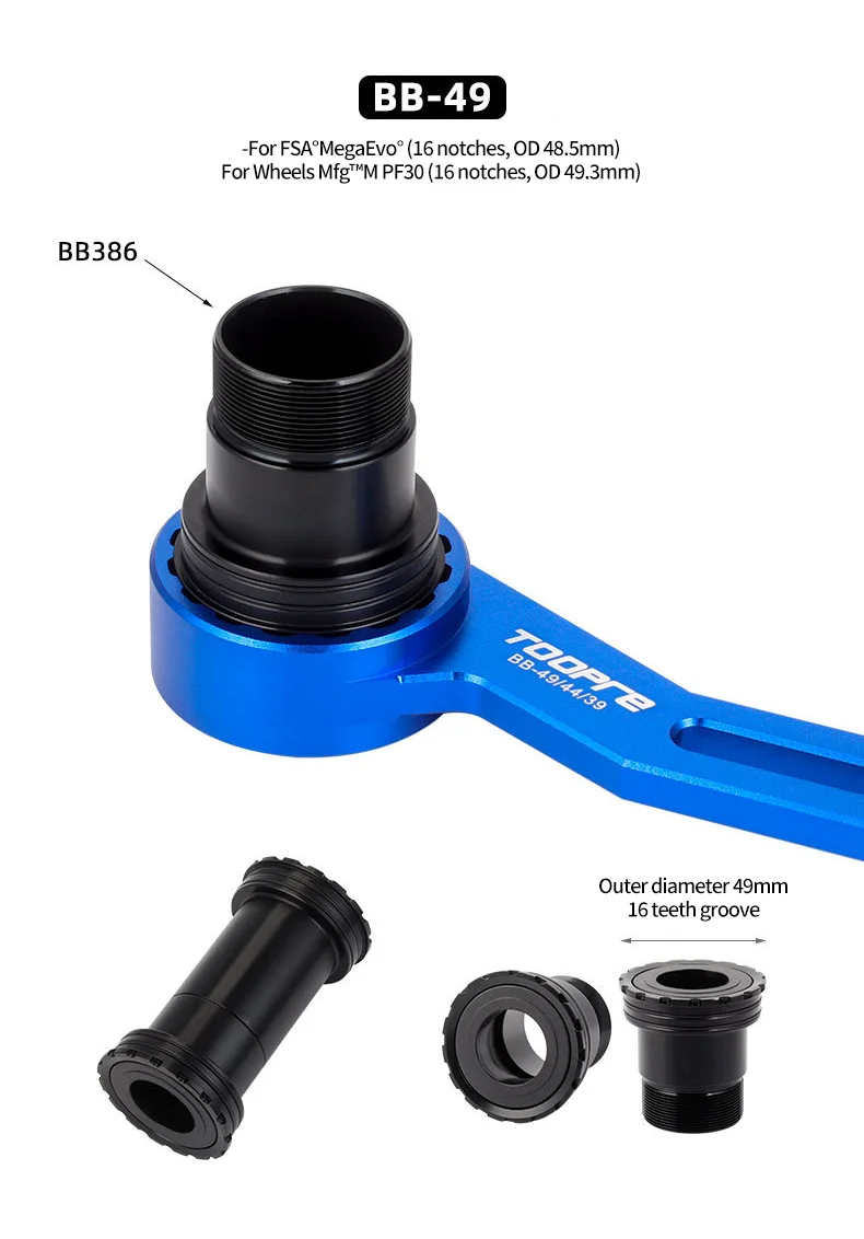 TOOPRE 6-in-1 Mittelschlüssel MTB Rennrad Kurbelgarnitur Tretlager BB Lager Installation Removal Tool Fahrradzubehör – Detail 11