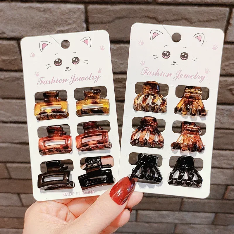 6pcs 서리로 덥은 작은 머리 발톱 여자 여자 앞머리 머리핀 캔디 컬러 기하학 머리 사이드 클립 미니 발톱 머리 발톱 클램프 선물