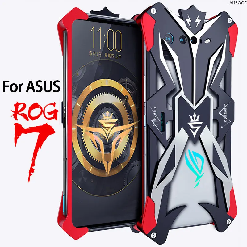 

for ASUS Rog 7 Cases Luxury Metal Armor Shockproof Case Aluminum Bumper Full Protection Back Cover for ASUS Rog7 5G Funda