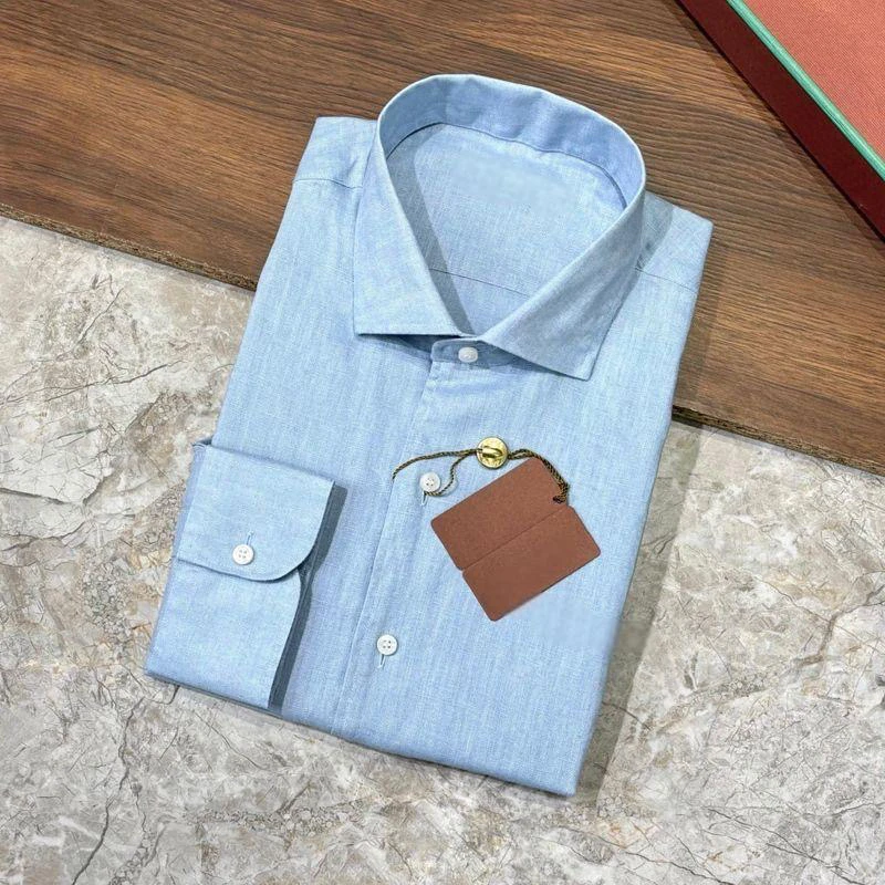 2025 New Men's Comfortable Long Sve Linen Fabric irt Full Size Slim Fit Youth Autumn Thin Model Tagkita Pure Color Button