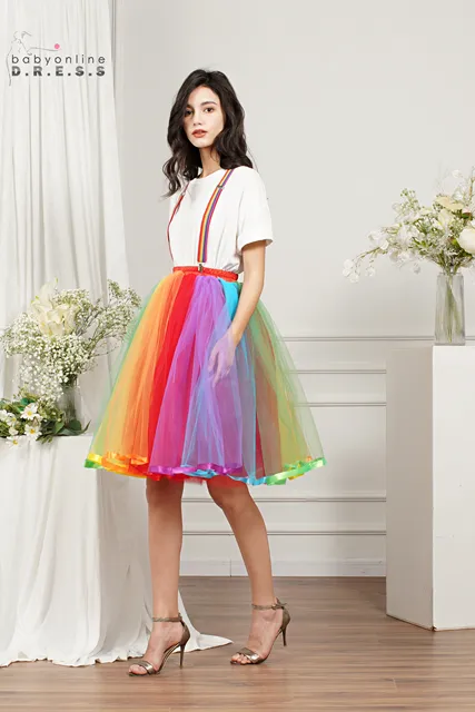 Jupe Longue En Tulle Pour Femme - 7 Couches - Jupe De Gâteau élégante Et Douce - Jupe De Danse - Carnaval - Jupe De Danse - Jupe Tutu Extensible - Jupe