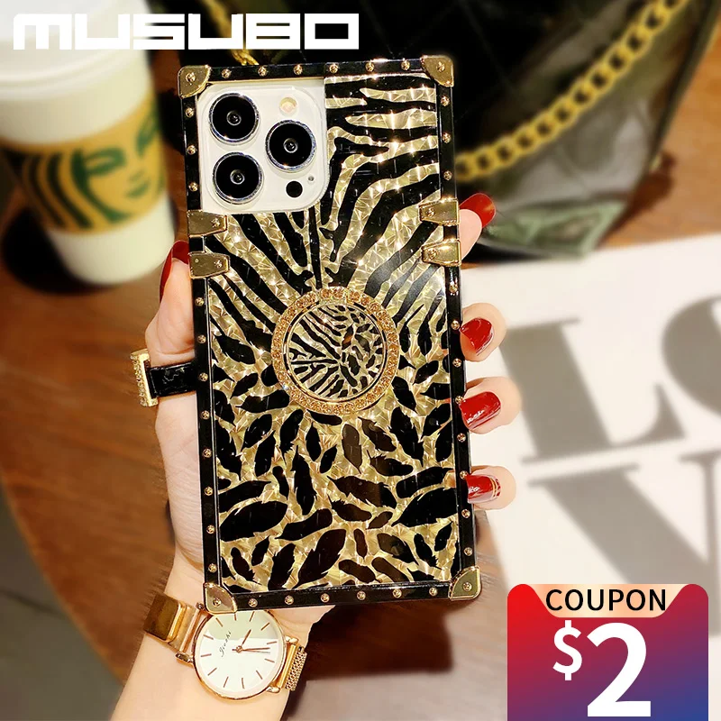 MUSUBO Luxury Case For iPhone 13 Mini 12 11 PRO MAX XR XS 7 8 plus Ring Phone Cover With stand Shockproof Soft Back Cover Coque iphone waterproof bag Cases & Covers