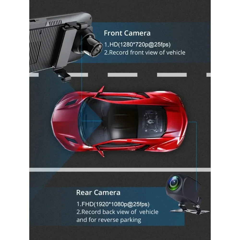 4G Android 8.1 Rearview Mirror Car DVR 10" HD 1080P 2+32G GPS WIFI ADAS Dash Cam Dual Lens Recorder Auto Camera Registrar DVRs