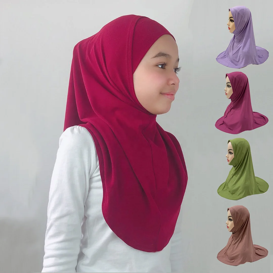 Hijabs for Kids Girl 5 to 10 years old High Quality Muslim Scarf Shawls Soft Stretch Malaysia Girl Children Hijabs