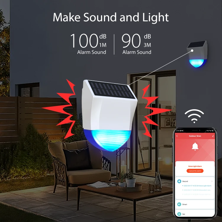Tuya Smart Zigbee/Wifi Siren Alarm Waterproof Outdoor With Solar And USB Power S