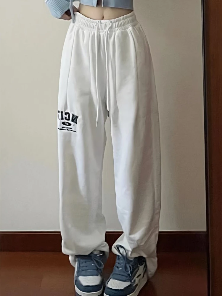 

HOUZHOU White Wide Sports Pants Women Korean Fashion Sweatpants Harajuku Hip Hop Baggy Joggers Oversized Female Trousers Casual