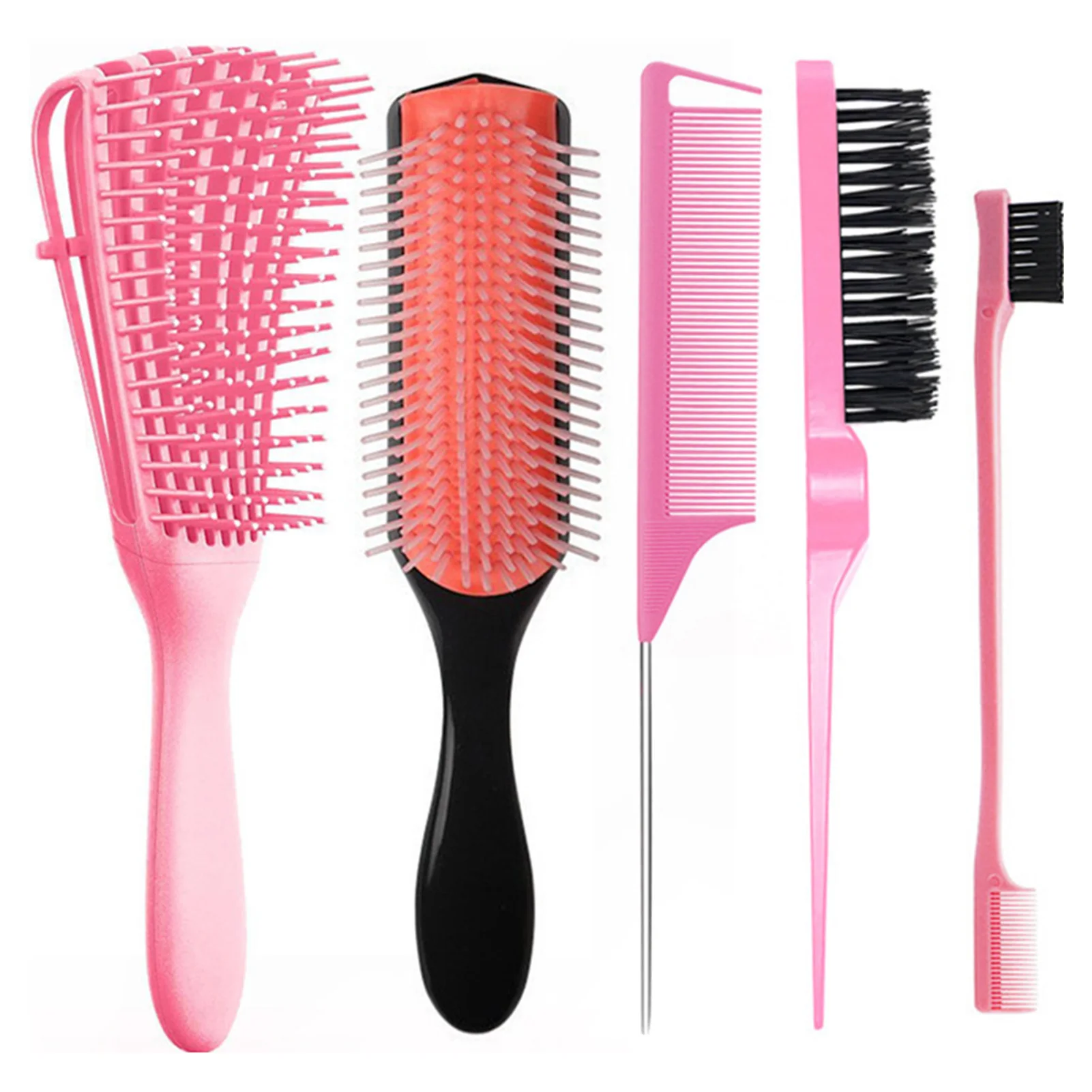 5pcs Professional hair combs set Wet And hair styling tools Shampoo Comb Handheld Detangling Hair Brushes Salon barber shop 6