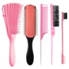 5pcs Professional hair combs set Wet And hair styling tools Shampoo Comb Handheld Detangling Hair Brushes Salon barber shop 6