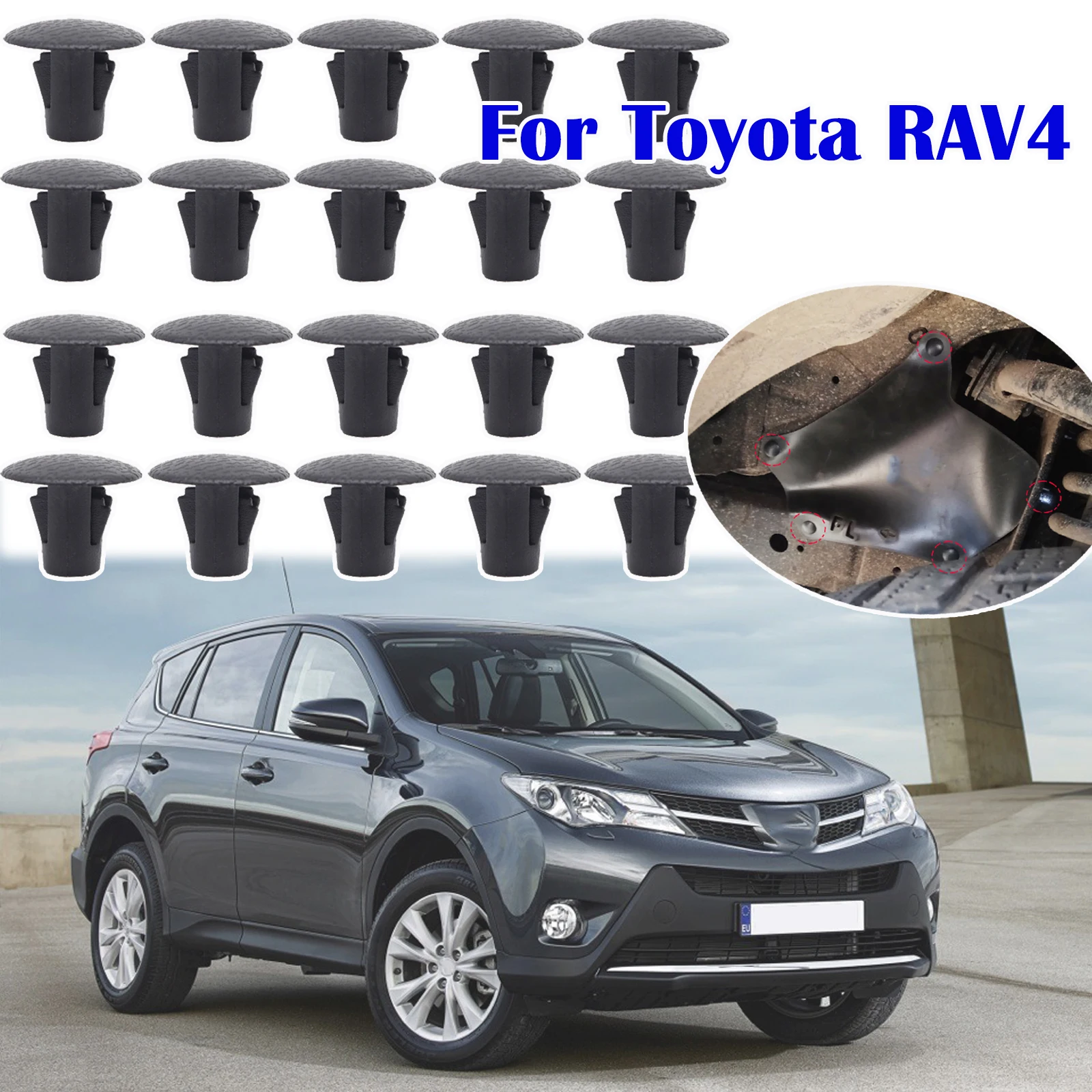 

20Pcs Mud Flaps Guards Shield Pins Screws Apron Retainer Clips Rivets For Toyota RAV4 XA20 XA10 1991 - 2003 2004 2005 9046710107