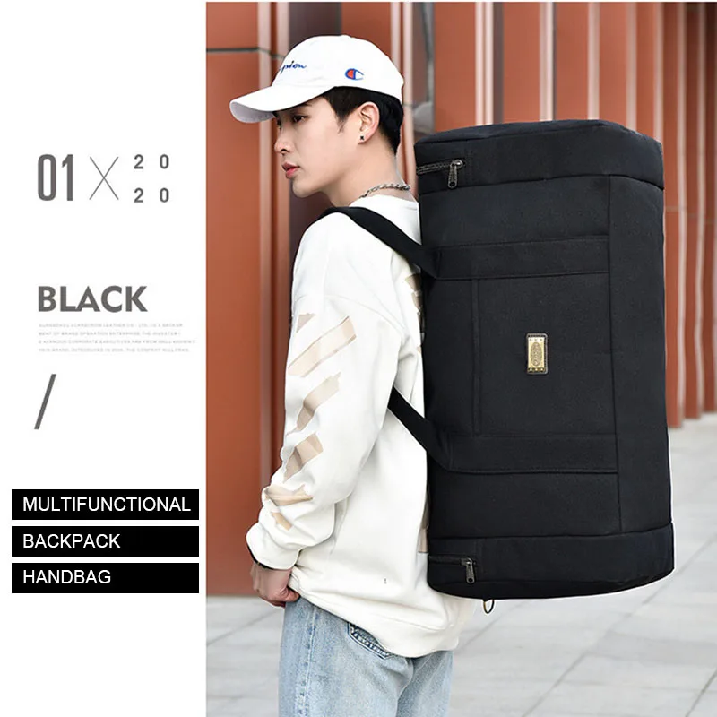 

Two Sizes Canvas Travel Handbag Women Fashion Luggage Bag Men Outdoor Shoulder Bag Unisex Thick Multifunctional Bags Backpack