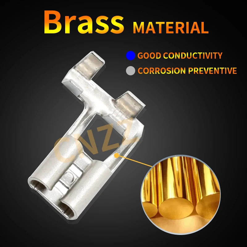 240Pcs BOX Electric Flag/Right Angle Crimp Terminal Wire Connectors Set 2.8 4.8/6.3mm Female+sheath Brass Silver Car ZiiZ