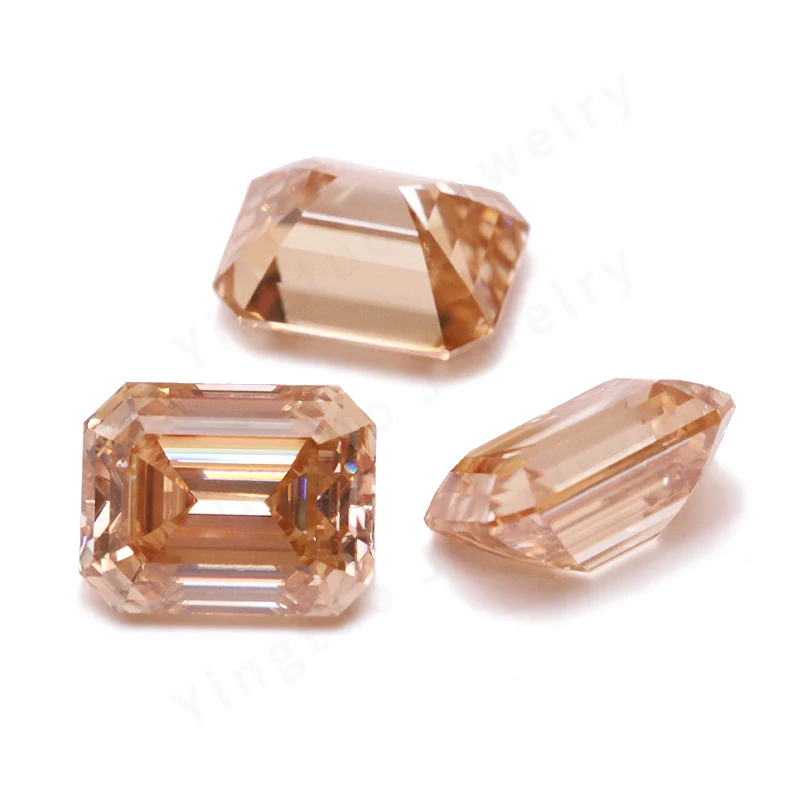 Champagne Emerald Cut Moissanite Loose Stone VVS1 Lab GRA Certified 7*9mm 3ct Moissanite Diamonds