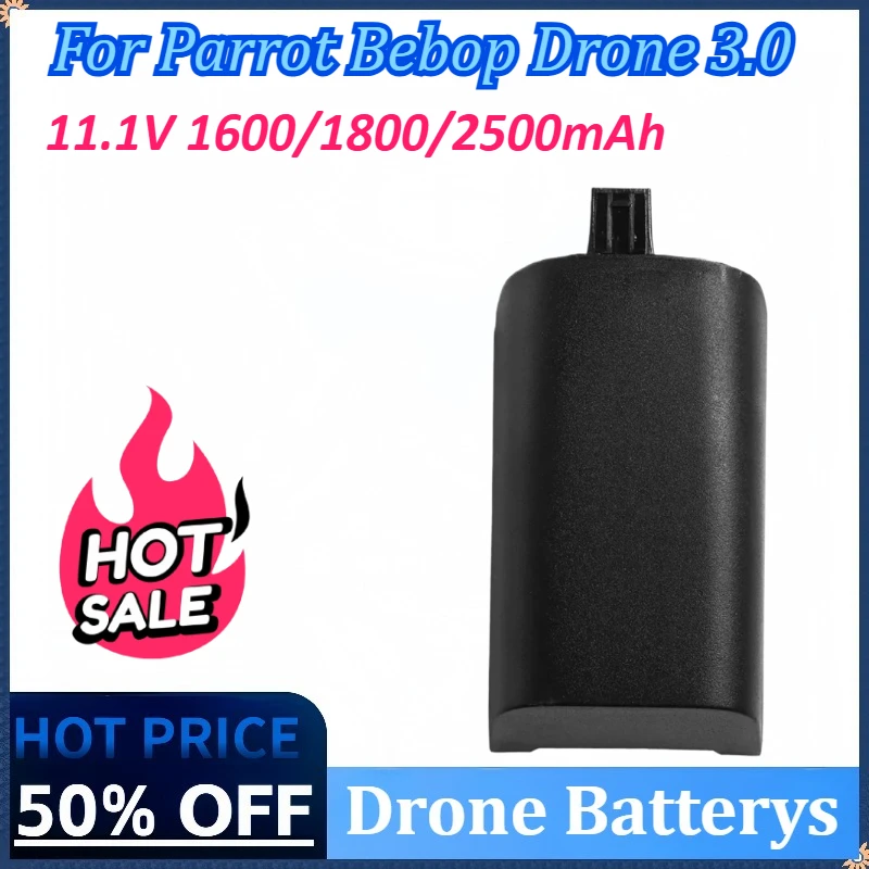Batterie Lipo 11.1V 1600/1800/2500mAh pour Parrot Bebop Drone 3.0 posée sur une surface blanche