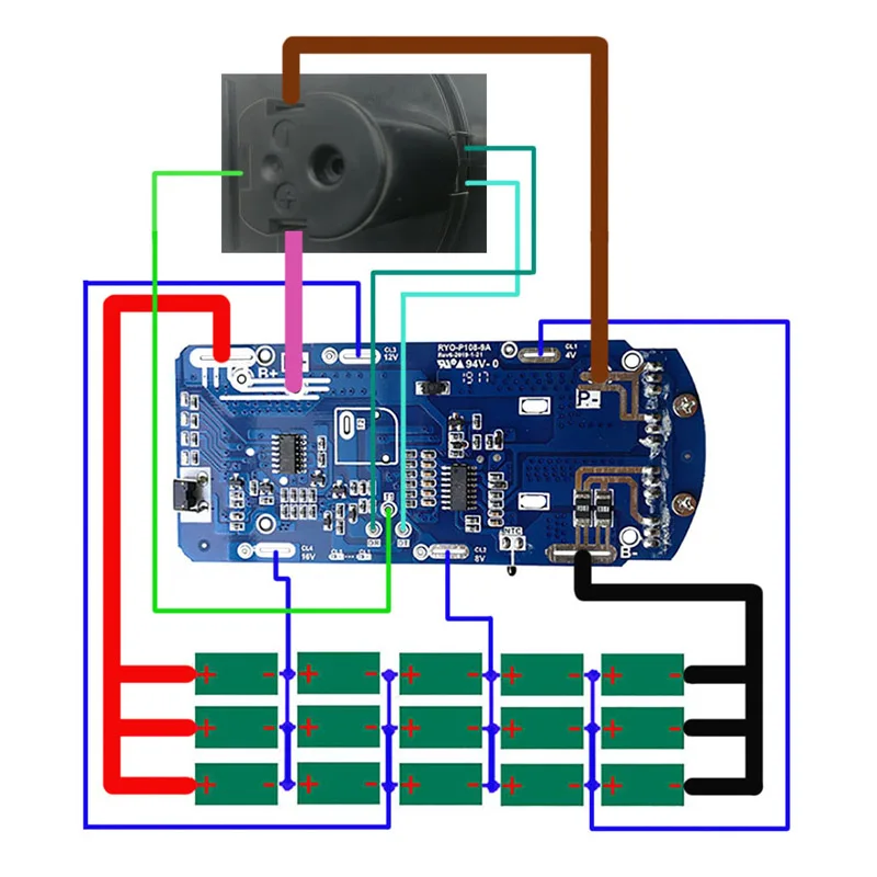 P108 15*18650 배터리 플라스틱 케이스 충전 보호 회로 기판 PCB RYOBI 18V 9Ah P103 BPL-1815/1820G/18151/1820 ONE+