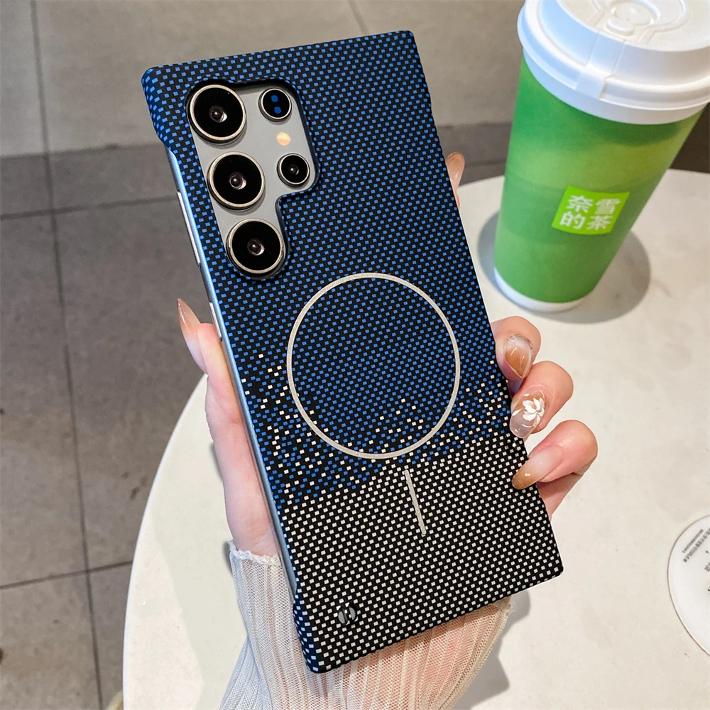 Ultra Slim Carbon Fiber Magnetic Case with Wireless Charging Compatibility