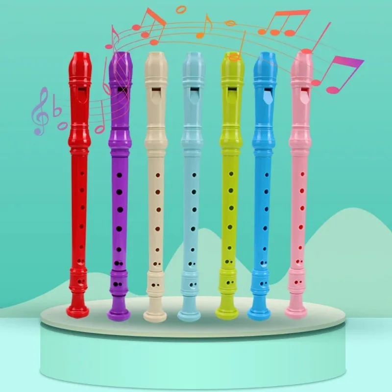 8 Holes Plastic Recorder Long Flute Musical Woodwind Instrument Colorful Clarinet with Cleaning Stick For Children Beginner Gift