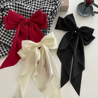 Solid Color Satin Ribbon Big Bows Hairpin Spring Clips Hair Accessories for Women Girls Trendy Korean Summer Headwear 2024 - Image 2