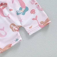 Baby Girl's Bathing Suit Set, Sea Shell Print Long Sleeve Rash Guard Swimsuit Wide Brim Sun Hat Infant Toddler Beachwear 3M-3T 5