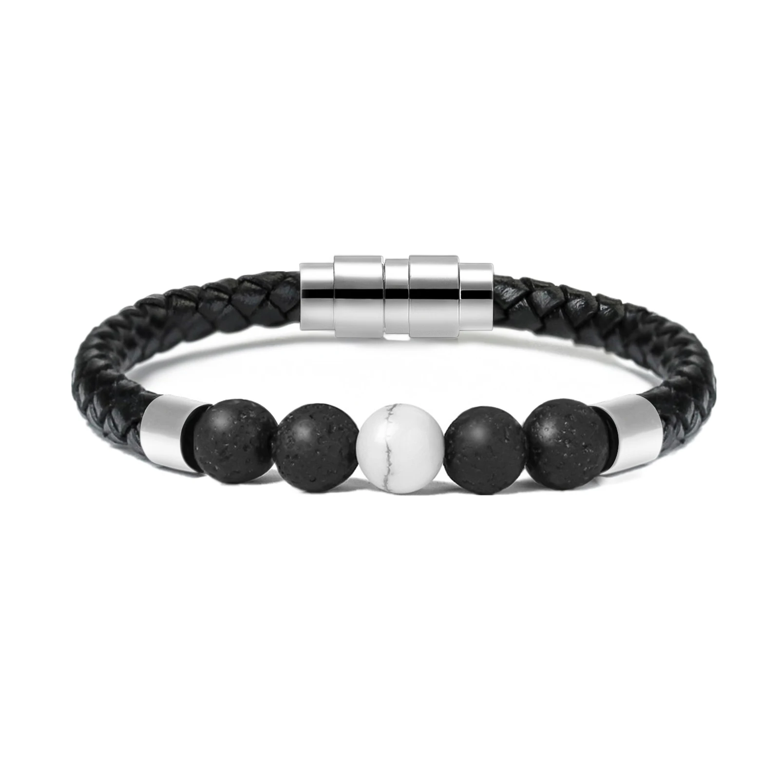 Cremation Jewelry Lava Stone Urn Bracelet for Ashes for Women Men Genuine Leather Memorial Bracelet for Human/Pet Ashes