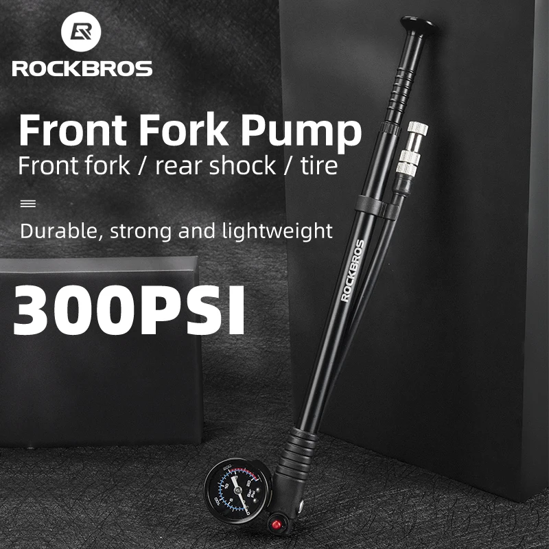 

Rockbros Bike Air Pump Portable High-pressure Fork Pump Gauge Fork Rear Suspension Shock Absorber MTB Road Bicycle Accessories