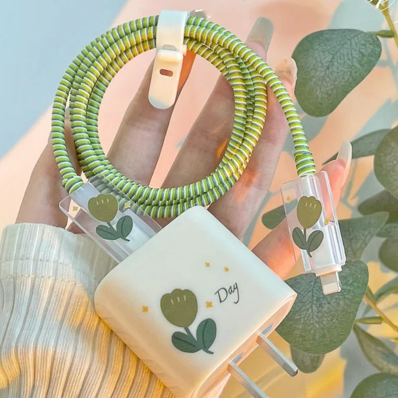 Cute Charger Protector Custodia Per Caricabatterie Con Stampa Trasparente Per Apple Iphone 18/20W Adattatore Di Alimentazione Cavo Dati Saver Wire Org