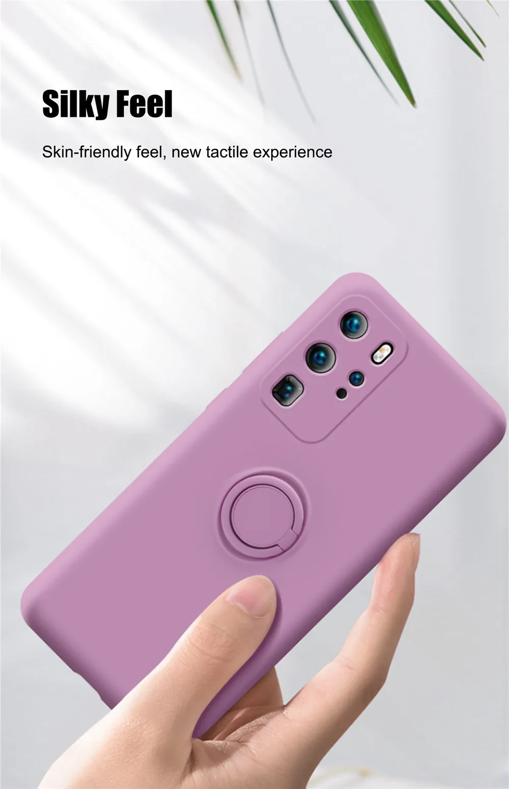 Liquid Silicone Case With Magnetic Ring Holder For Huawei And Honor_voghion.com