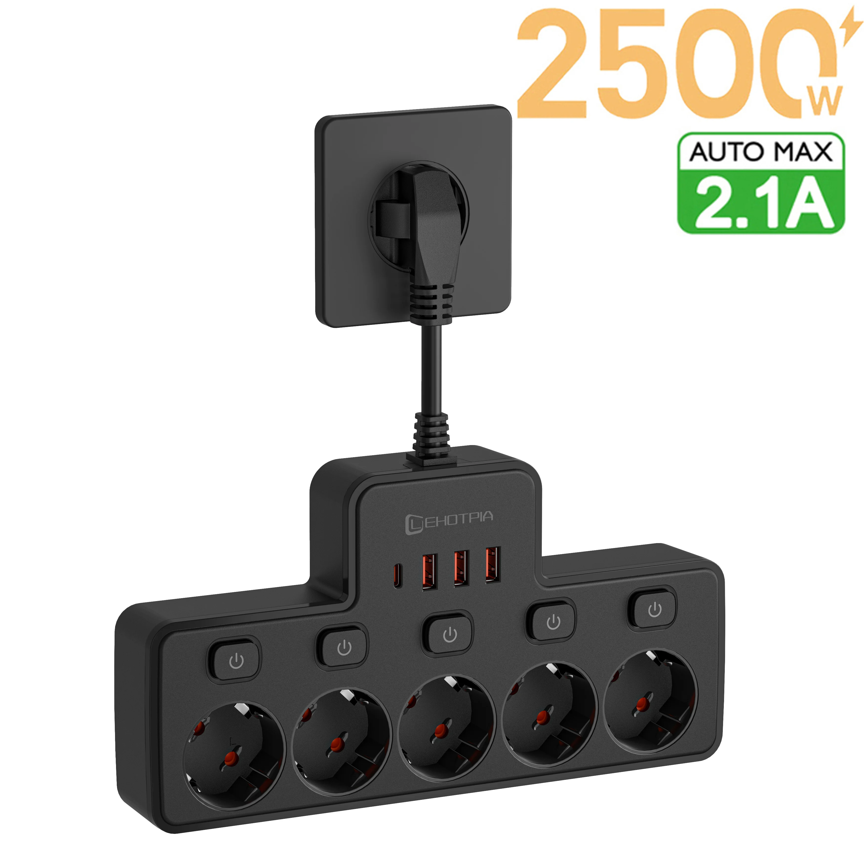 موزع طاقة 5 منافذ USB-C حائط