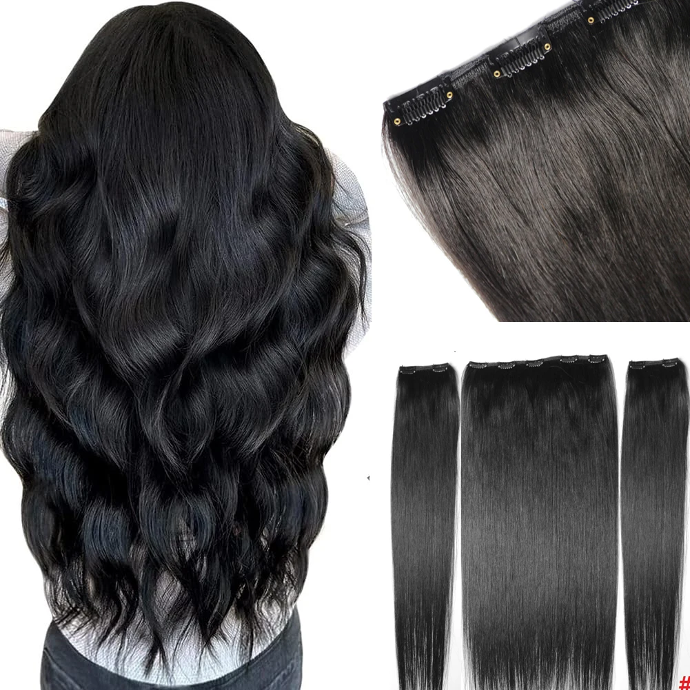 

Chocola Brazilian Remy Clip in Human Hair Extensions 3pcs set 80g Clip In Human Hair Extensions Natural Straight