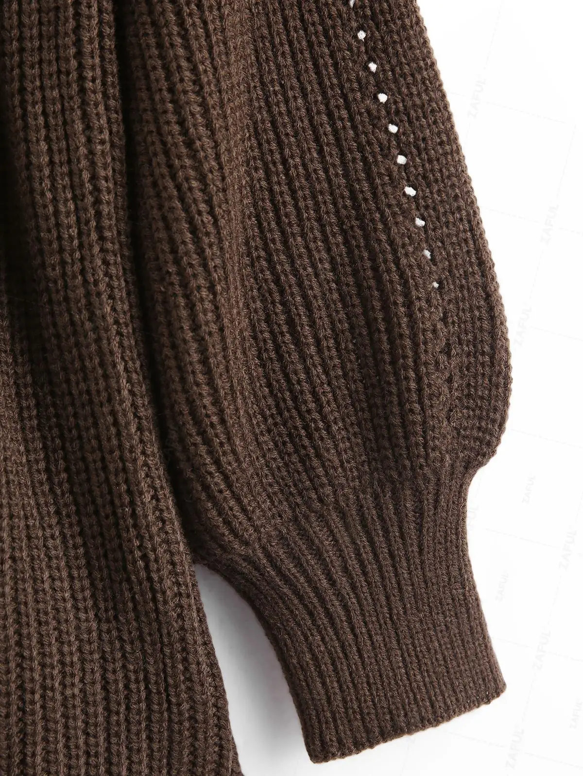 ZAFUL Women's Daily Solid Color Long Sleeve Drop Shoulder Loose Pointelle Knit Open Placket Slouchy Longline Layering Cardigan 4