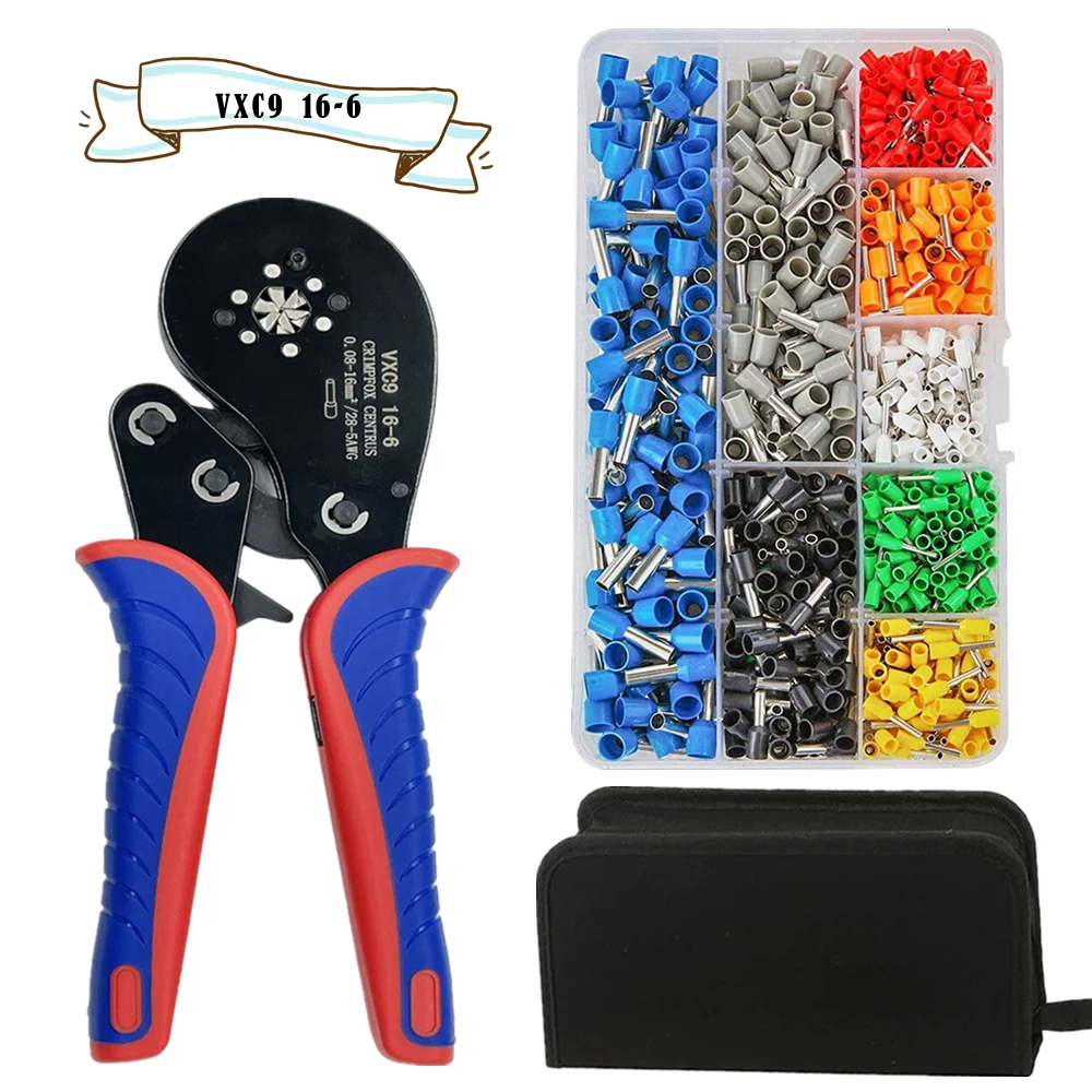

0.08-16mm² HSC16-6 Tubular Terminal Crimping Tools Mini Pliers Crimping of Large Size Terminals Precision Electrical Clamps Set